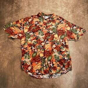 Impressions of California Vintage 80s Abstract Floral Button Up Shirt Multicolor